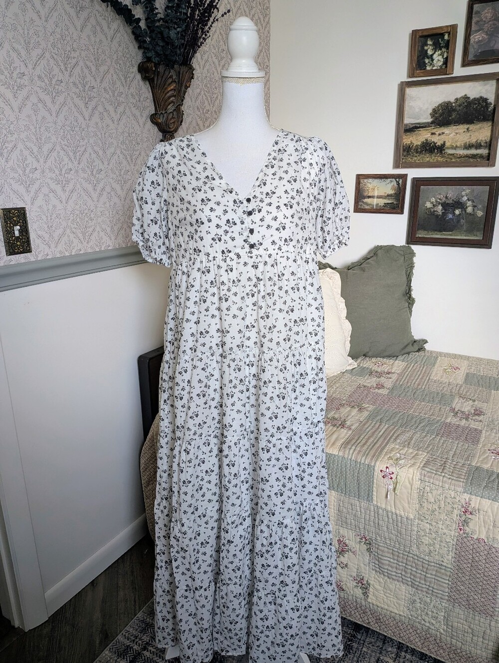 In Loom Cotton Cottagecore Prairie Maxi Dress NWT S M L